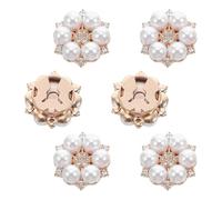 Uonlytech Lot de 6 Boutons de Manchette Fleurs Strass et Perles, Couvre-boutons Décoratifs en Alliage Doré, Taille 13, pour Chemises Habillées Homme, Accessoires Élégants Mariage et Gala