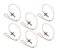 Uonlytech Lot de 6 Colliers Pendentifs Croix en Bois Marron Légers et Robustes, Bijoux Chrétiens pour Femmes, Accessoires Contemporains pour Rétroviseur de Voiture ou Baptême