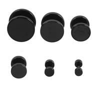 Uonlytech Lot de 6 Paires de Boucles D'oreilles Punk Homme en Acier Titane Noir Mat, Fausses Boucles D'oreilles D'haltère, Tailles Variées 3mm à 14mm, Bijoux D'oreilles Légers