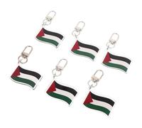 Uonlytech Lot de 6 Porte-Clés Drapeau Palestinien en Métal Robuste Anneau Solide Décoration Suspendue pour Paquet à Dos Porte-Clés Souvenir Voyage Palestine Pendentif Breloque Drapeau