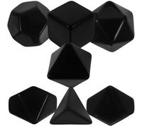 Uonlytech Lot de 7 Dés Vierges Noirs à Plusieurs Faces en Plastique Léger Petits Cubes D’Histoire Effaçables à Sec Accessoires Créatifs pour Jeux de Société Activités Manuelles et