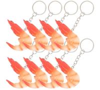 Uonlytech Lot de 8 Porte-Clés en Fausse Crevette Décoration Créative Pendentif Paquet Solide Accessoire Compact pour Clés et Paquet pour Décoration Intérieure et Présents Festifs