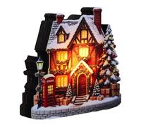 Uonlytech Maison de Village de Noël Lumineuse en Bois et Acrylique | Décor de Table, Accessoires pour Jardin Féerique, Boîte à Piles Vissée, Style Cartoon