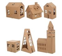 Uonlytech Maisonnette en Carton 6 pièces pour Enfants : Construction de Maison Miniature, coloriage, Bricolage, activités préscolaires et maternelles