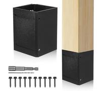 Uonlytech Manchon de Base de Poteau Réglable en Métal Noir Kit de Protection Robuste pour Poteau de Clôture et Boîte aux Lettres Protection D’assise 1 Jeu Adaptable pour Jardin et Terrasse