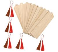 Uonlytech Marque-page en Bambou Pratique Surface Vierge et Pompon, pour Décoration DIY et Usage Scolaire, 1 Set D'étiquettes Créatives à Personnaliser