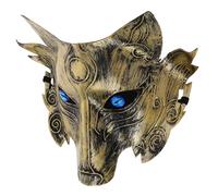Uonlytech Masque Loup Halloween Cosplay PVC Épais Doré Masque Animal Carnaval pour Fête Déguisée et Soirée Mascarade