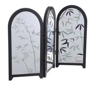 Uonlytech Mini Paravent Pliant 3 Panneaux Style Chinois Traditionnel en Acrylique Miroir, Écran Feng Shui Décoratif 33x23 Cm pour Bureau, Chambre D’élève ou Studio, Ornement Asiatique