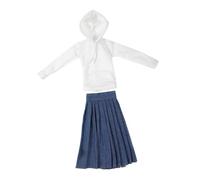 Uonlytech Mini Tenue Poupée Robe Sweat-Shirt Sportive Blanche avec Jupe Plissée Bleue Tenue Miniature Douce et Réutilisable Accessoire Vêtements Poupée Réaliste et Facile à Habiller