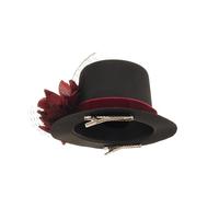 Uonlytech Mini top hat barrette hair clip in satin and gauze with floral design for women’s wedding and bridal shower accessories