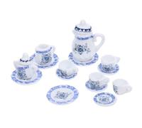 Uonlytech Miniature Service à Thé Céramique Bleue pour Maison de Poupée Accessoires Miniatures Décoratifs pour Cuisine Modèles Fins et Élégants