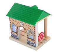 Uonlytech Modèle de Gare Ferroviaire Bois Accessoire de Construction pour Train Garçon Fille Station Miniature et Réaliste pour Scène de Chemin
