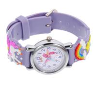 Uonlytech Montre Bracelet Licorne pour Garçon Fille Montre Analogique Éducative Silicone Violet pour Garçon et Fille Apprentissage Facile de Heure avec Design Cartoon