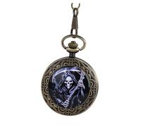 Uonlytech Montre de Poche Vintage Bronze avec Chaîne Épaisse Montre Homme Classique Cadeau Ancien pour Noël Anniversaire et Fête des Pères