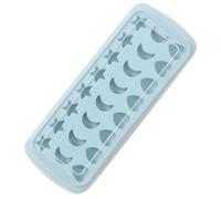 Uonlytech Moule glace silicone 24 compartiments étoiles lunes cœurs bleu ciel, bac à glaçons flexible avec fond souple et couvercle, réutilisable, idéal pour cuisine et boissons