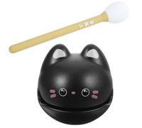 Uonlytech Musical à Percussion en Bois ABS Noir Forme Chat 1 Petit Bloc de Temple Relaxant pour Bureau Décoration Anti-Stress Instrument Éducatif Sensoriel