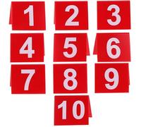 Uonlytech Numéros de Table Design Minimaliste 10pcs en Acrylique Double Face Rouge Facile à Nettoyer, pour Cafés et Bals Caritatifs