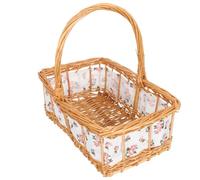 Uonlytech Panier à Fleurs en Osier Tressé Doublure en Tissu et Poignée | Style Rustique Champêtre, Tressage à Main Uniforme, pour Plantes et Petits Objets, Décor de Table