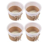 Uonlytech Panier de Fleurs tissé en Corde de Papier 4pcs, Cache-Pots Ronds pour Cactus, Style créatif, pour décoration d’hôtel et de Bureau