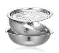 Uonlytech Panier d'égouttage de cuisine en acier inoxydable avec bassine multifonctionnelle, passoire pour lavage de fruits et légumes, bol de préparation alimentaire Plusieurs styles