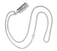 Uonlytech Pendentif Porte-essence Cuivre Argenté Résistant Collier Homme Élégant avec Six Caractères Sacrés Bijou Contenant Ouvrable pour Huiles Essentielles Accessoire Quotidien Polyvalent