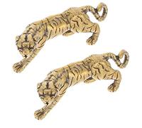 Uonlytech Pendentif Tigre En Cuivre 2pcs Décoration Diy Rétro Artisanat Suspendu Accessoire Porte-clés Décoration De Noël Présent D'anniversaire