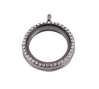 Uonlytech Pendentif Verre Décoré de Strass Acier Inoxydable Diy Locket à pour Photos et Petits Objets