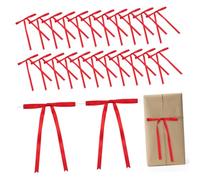 Uonlytech Pièces Noeud en T à Longue Queue Twist Liens décoratifs avec Les arcs Tissu décoration de Noel décoration Fete Petits arcs pour l'artisanat Twist Tie pour Les Sacs de friandises