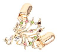 Uonlytech Pince à Pull en Alliage Ornée de Cristaux Motif Paon Broche Métal Vintage Unisexe Clips à Châle et Cardigan pour Femme Broches pour Manteau et Fermoir de Cape Élégants