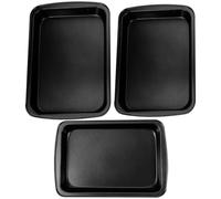 Uonlytech Plaque à Pizza Rectangulaire Noire 3 Pièces, en Acier au Carbone | Chauffe Rapide, Nettoyage Facile, Format Léger, pour Crêpes et Snacks, Usage Familial Club