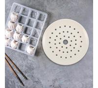 Uonlytech Plaque à Vapeur en Céramique Blanche 18 Cm, Assiette Multifonction à 18 Trous pour Raviolis et Cuisson Vapeur, Ustensile Cuisine Pratique pour Maison et Restaurant