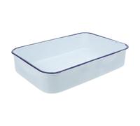 Uonlytech Plaque de Cuisson Rectangulaire en Émail à Rebords Style Vintage | Bordure Bleue Classique, Couche Épaisse Résistante aux Rayures, Adaptée au Four, Congélateur, Viandes et Gratins