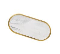 Uonlytech Plateau à Bijoux Ovale Petit Format en Céramique Effet Marbre Blanc Bordure Dorée Plateau de Service Multifonction pour Cosmétiques et Rangement Accessoire Décoratif Nordique