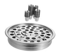 Uonlytech Plateau de Communion Inox avec Gobelets Empilables Service Religieux pour Église et Cérémonie de Noël