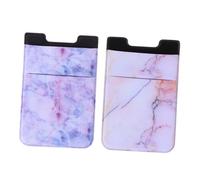 Uonlytech Pochette Adhésive Téléphone Portable Motif Marbre pour Cartes Et Support Multifonction, Lot 2 Pièces, Adhésif Puissant sans Résidu, Compatible Surface Lisse, Rouge Et Violet