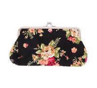 Uonlytech Pochette Portefeuille Femme Vintage Toile avec Fermoir Fleur Brodée Long Format Résistant et Léger pour Cartes et Petits Objets Personnels