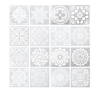 Uonlytech Pochoirs Mandala Réutilisables 16 Pièces, Modèles Soi-même Creux en Plastique, Gabarits de Fleur pour Peinture DIY Murale, Décoration Artistique et Loisirs Créatifs