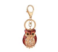 Uonlytech Porte-clés Hibou Pierre Brillante Alliage Pendentif Décoratif Rouge Foncé Accessoire pour Sac et Clés