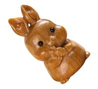 Uonlytech Porte-clés Lapin Bois Naturel avec Carotte Pendentif Rétro Sculpté Ornement pour Sacoche et Bureau Accessoire Décoratif Original