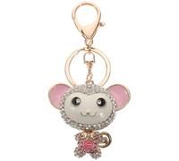 Uonlytech Porte-Clés Singe en Alliage Orné de Cristaux Pendentif Singe Décoratif Rose Petit Anneau Porte-Clés pour Décoration et Créations DIY