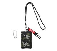 Uonlytech Portefeuille Camouflage pour Homme 3 Volets en Polyester Résistant avec Chaînette Anti-Perte Porte-Cartes et Porte-Clés Intégré pour Voyage et Activités en Extérieur