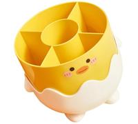 Uonlytech Pot à Pinceaux de Maquillage en Polypropylène Doux, 5 Compartiments Séparés, Boîte de Rangement Mignonne de Poussin, Porte-maquillage Multifonction pour Bureau et Maison,