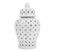 Uonlytech Pot Céramique Blanche Ajourée Style Chinois Vase Décoratif pour Fleurs Artificielles Support Élégant pour Décoration Intérieure Arrangement Floral pour Bureau et Salon Modèle XS