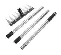Uonlytech Râteau de Jardin, Râteau de Désherbage, 8 Dents, Manche Réglable, Noir, en Aluminium, Plastique et Fer, Tête Détachable, pour Mauvaises Herbes et Petites Exploitations Agricoles,