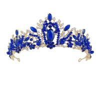 Uonlytech Serrage-tête de Mariée Doré à Cristaux Bleus, Bandeau Léger en Strass, Diadème Élégant pour Mariage et Fêtes, Accessoire Cheveux Femme Chic