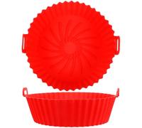 Uonlytech Set de 2 Tapis en Silicone Rouge pour Friteuse à Air de 7,5 Pouces, Facile à Laver la Main Bordure Haute pour Protéger les Côtés