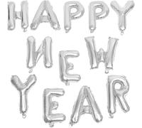 Uonlytech Set de Ballons Aluminium Happy Year Argentés Décoration Festive pour Fête Du Nouvel An et Facile à Gonfler Ornement de Fête Joyeux et Lumineux