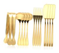 Uonlytech Set de Couteaux à Beurre et Fromage Inox Doré Cuillère Café Fourchette Dessert Trancheur Multifonction Compact Ergonomique pour Cuisine