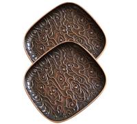 Uonlytech Soucoupes Métalliques Bords Lisses, Faciles à Nettoyer 2pcs en Cuivre Rétro Élégantes pour Salons de Thé et Hôtels