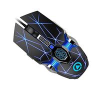 Uonlytech Souris De Jeu USB Filaire pour Ordinateur Gamer Homme, Design Moderne Mat Noir, Revêtement Antitranspiration, Éclairage LED RGB Multicolore, Gaming Compétitif